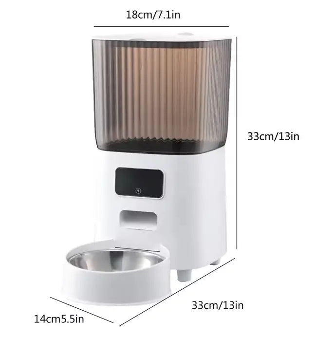 Distributeur automatique de nourriture pour chat et chien 5L WiFi – Programmable avec bol inox