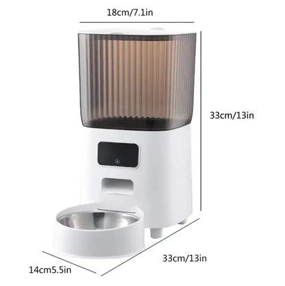 Distributeur automatique de nourriture pour chat et chien 5L WiFi – Programmable avec bol inox