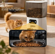 Distributeur automatique de nourriture pour chat et chien 5L WiFi – Programmable avec bol inox