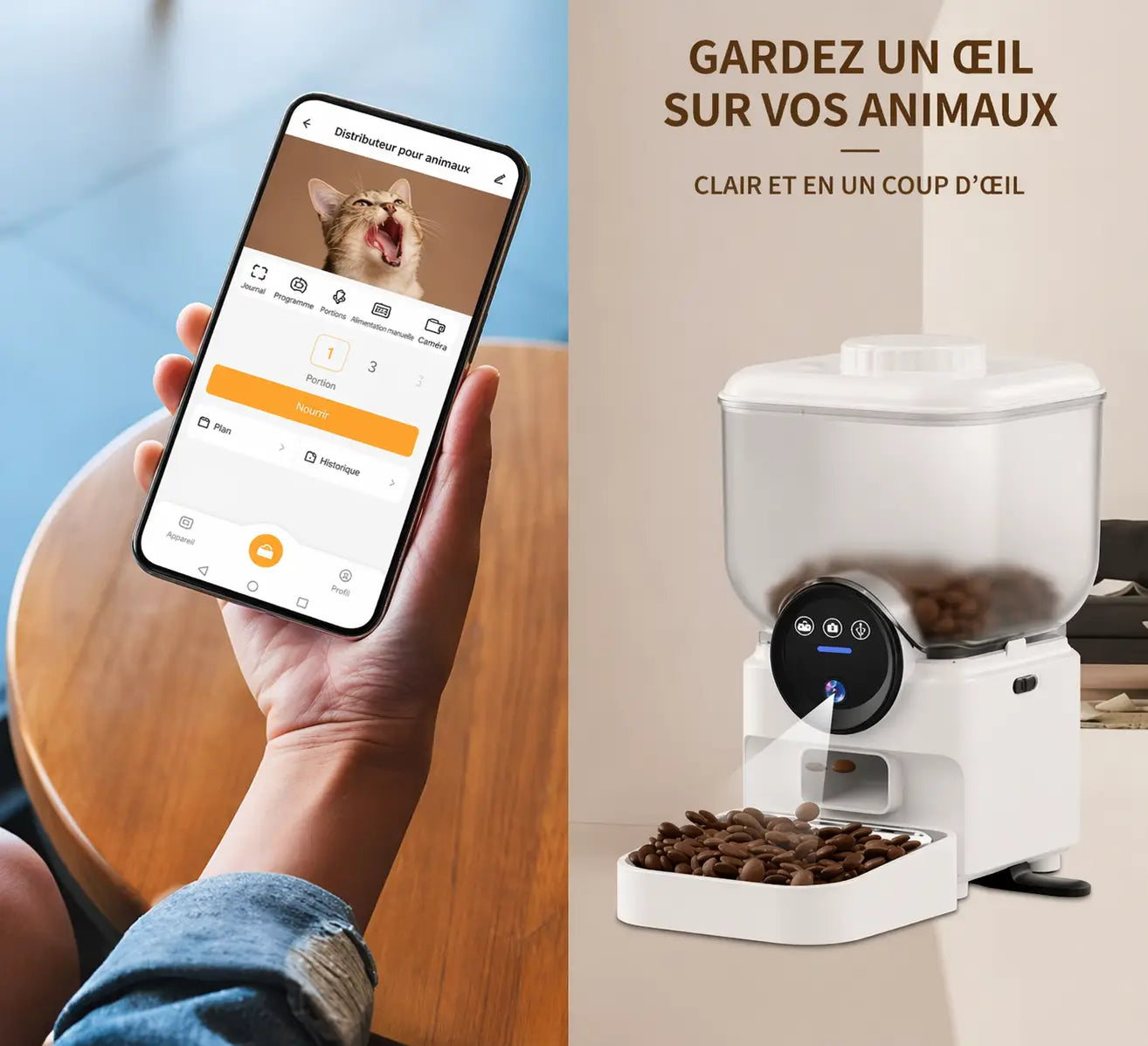 Mangeoire automatique intelligente pour chat et chien – Grande capacité 7L