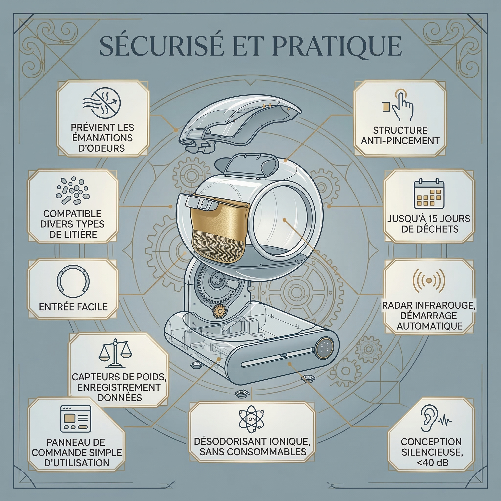 Litière automatique autonettoyante pour chat Connectée WiFi (iOS/Android)