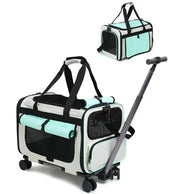 Sac de Transport pour Chat et Chien -Trolley à Roulettes Convertible