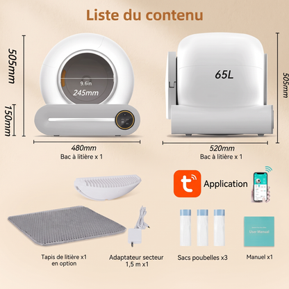 Contenu du pack de la litière automatique