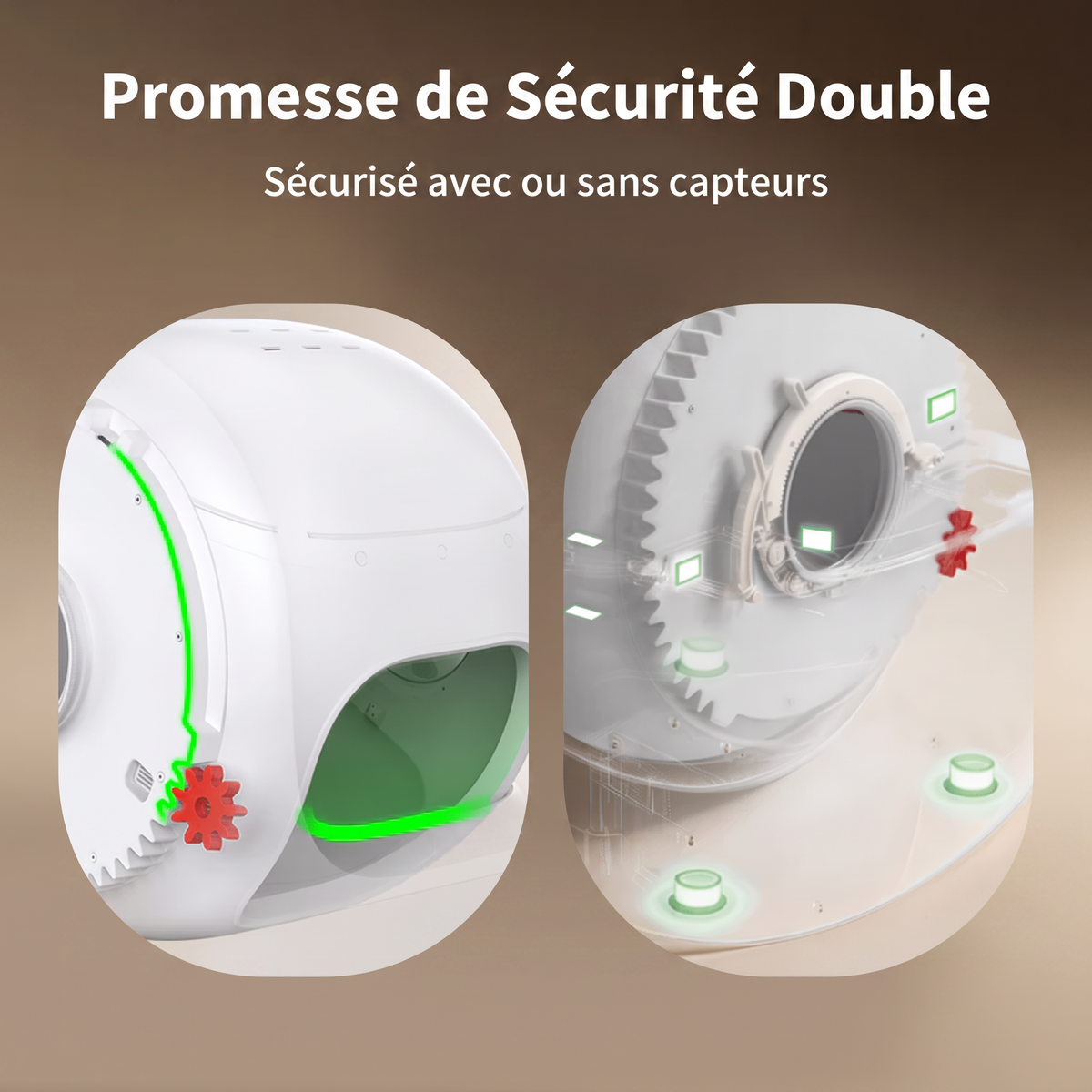 Double système de sécurité de la litière automatique