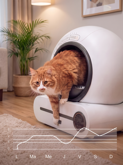 Litière automatique autonettoyante pour chat Connectée WiFi (iOS/Android)