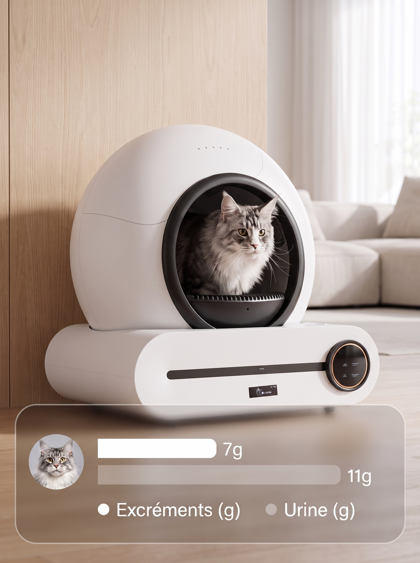 Litière automatique autonettoyante pour chat Connectée WiFi (iOS/Android)