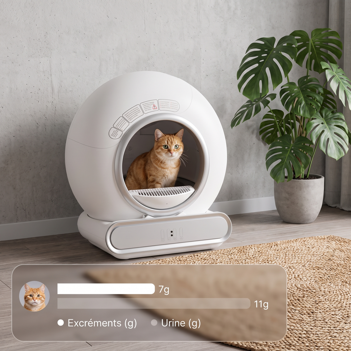 Litière Automatique Connecté Pour Chats - Anti Odeur - Auto Nettoyante